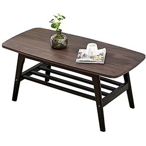 Prachtige salontafel, Japans dubbellaags vierkant massief hout (H45cm) lage tafel, kleine appartement multifunctionele vrijetijdstafel van rubberhout (kleur: B, maat: 100X50X45CM)