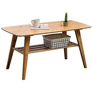 Prachtige salontafel, kleine bamboe dubbellaagse bank bijzettafel in de woonkamer, studeer lage tafel/vrijetijdstafel in de slaapkamer (afmetingen: 120X60X50CM)