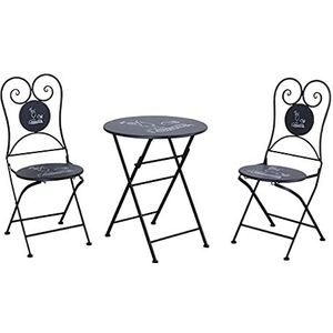 Prachtige klaptafels en stoelen, Nordic Outdoor opvouwbare salontafels, Simple Home Balkon/terras/tuin Draagbare smeedijzeren kleine ronde tafel (Kleur: A, Maat: 1 tafel+2 stoelen)