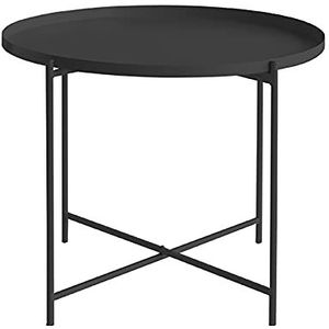 Prachtige salontafel, eenvoudige ijzeren ronde opbergtafel, woonkamerbank multifunctionele ladetafel, slaapkamer vrijetijdstafel, creatieve plank (kleur: zwart, maat: 60x47cm)