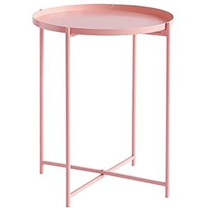 Prachtige salontafel, eenvoudige ijzeren ronde opbergtafel, woonkamerbank multifunctionele ladetafel, slaapkamer vrijetijdstafel, creatieve plank (kleur: roze, maat: 45x52cm)