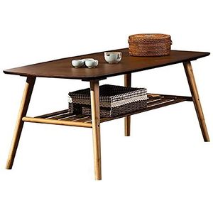 Prachtige salontafel, Japans dubbellaags vierkant massief hout (H50cm) lage tafel, kleine appartement multifunctionele bamboe vrijetijdstafel (kleur: B, maat: 120x60x50cm)
