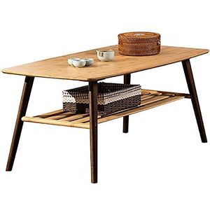 Prachtige salontafel, Japans dubbellaags vierkant massief hout (H50cm) lage tafel, kleine appartement multifunctionele bamboe vrijetijdstafel (kleur: A, maat: 100x50x50cm)