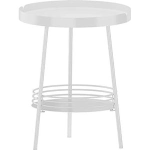 Prachtige salontafel, ijzeren lichte luxe hoektafel, bijzettafel in de woonkamer, kleine ronde tafel op balkon, dubbele plank (45x55cm) (Kleur: D)