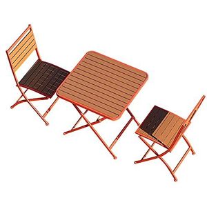 Prachtige klaptafels en stoelen, kunststof houten vierkante salontafel voor buiten (70x75cm), koffiebar/melktheewinkel, buitentafel en stoelcombinatie (kleur: D, maat: 1 tafel+2 stoelen)