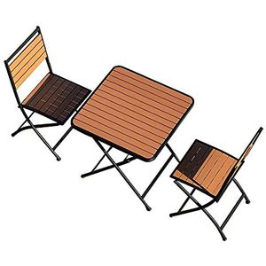 Prachtige klaptafels en stoelen, kunststof houten vierkante salontafel voor buiten (70x75cm), koffiebar/melktheewinkel, buitentafel en stoelcombinatie (kleur: B, maat: 1 tafel+2 stoelen)