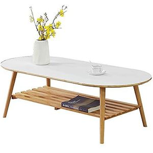 Prachtige salontafel, Japanse dubbele ovale (H45cm) lage tafel, multifunctionele rubberen houten vrijetijdstafel voor klein appartement (Kleur: A, Maat: 110x55x45cm)