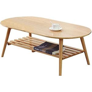 Prachtige salontafel, Japanse dubbele ovale (H45cm) lage tafel, multifunctionele rubberen houten vrijetijdstafel voor klein appartement (Kleur: B, Maat: 130x60x45cm)