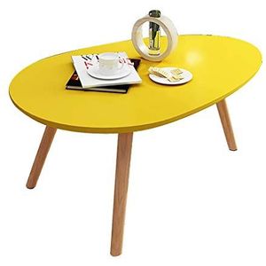 Prachtige salontafel, Scandinavische massief houten druppelvormige lage tafel (H40CM), slaapkamer vrijetijdstafel/studeertafel, kleine appartementsbank bijzettafel (kleur: geel, maat: 80x50x40cm)