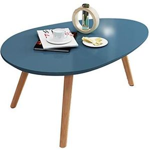 Prachtige salontafel, Noordse massief houten druppelvormige lage tafel (H40CM), slaapkamer vrijetijdstafel/studeertafel, kleine appartementsbank bijzettafel (kleur: blauw, maat: 100x60x40cm)