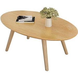 Prachtige salontafel, Scandinavische massief houten ovale lage tafel (H45CM), slaapkamer vrijetijdstafel/studeertafel, kleine appartementsbank bijzettafel (afmetingen: 100x50x45cm)