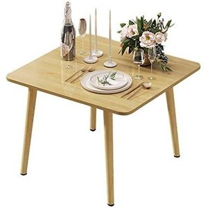 Prachtige salontafel, huishoudelijke vierkante vrijetijdstafel, eettafel voor kleine appartementen, woonkamer/balkon massief houten bureau/computertafel (kleur: naturel, maat: 80X80X73CM)