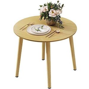 Prachtige salontafel, huishoudelijke ronde vrijetijdstafel, eettafel voor kleine appartementen, woonkamer/balkon massief houten bureau/computertafel (kleur: naturel, maat: 60X60X50CM)