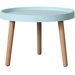 Prachtige salontafel, Nordic Ins ronde lage tafel, multifunctionele creatieve woonkamer/slaapkamer vrijetijdstafel (Φ50x36cm), massief houten tafelpoten (kleur: blauw)