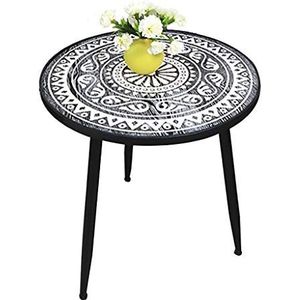 Prachtige salontafel, kleine ronde tafel van zwart metaal, gesneden vrijetijdstafel in Amerikaanse stijl, Scandinavische balkon erkertafel/sofa bloementafel (maat: 51X56CM)