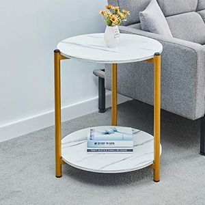 Prachtige salontafel, Nordic Home klein appartement marmeren patroon bank bijzettafel/nachtkastje, eenvoudige woonkamer dubbele kleine ronde tafel (Kleur: B, Maat: 50X60CM)