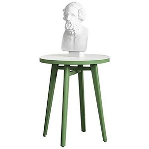 Prachtige salontafel, eenvoudige woonkamer nachtkastje van gehard glas, Scandinavische bank bijzettafel, kleine ronde tafel met koolstofstalen beugel (kleur: groen, maat: 39x45,5 cm)