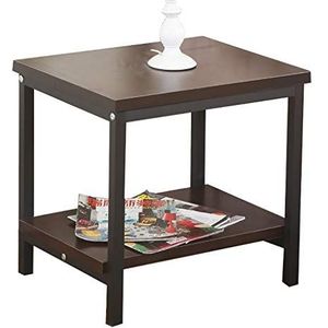 Prachtige bankbijzettafel, eenvoudige smeedijzeren salontafel, dubbel houten nachtkastje, mini-opbergtafel/telefoontafel (kleur: E)