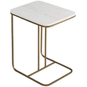 Prachtige bankbijzettafel, Scandinavische marmeren C-vormige salontafel, eenvoudige woonkamer smeedijzeren kleine vierkante tafel, creatief nachtkastje
