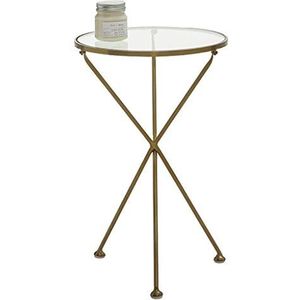 Prachtige bijzettafel, ronde salontafel van Scandinavisch gehard glas, gouden ijzeren hoektafel, bijzettafel/nachtkastje in de woonkamer
