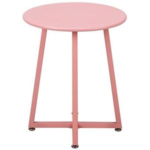 Prachtige salontafel, ijzeren bijzettafel, lichte luxe ins-stijl ronde bank hoektafel/kleine bijzettafel, slaapkamer metalen mini-nachtkastje (Φ40,5x48cm) (Kleur: Roze)