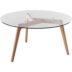 Prachtige ronde salontafel, aanrecht van 8 mm versterkt glas, beugel, woonkamer en lage slaapkamertafel (afmetingen: 80X35CM)