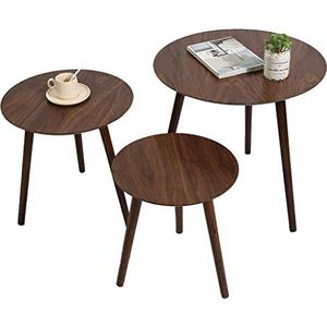 Prachtige salontafel, Japanse stijl zwart walnoot massief hout en samengestelde ronde tafel, klein appartement eenvoudige bank bijzettafel/hoektafel (Kleur: G)