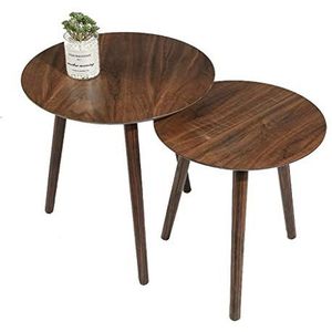 Prachtige salontafel, Japanse stijl zwart walnoot massief hout en samengestelde ronde tafel, klein appartement eenvoudige bank bijzettafel/hoektafel (kleur: D)
