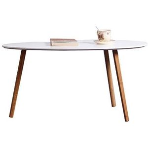 Prachtige salontafel, eenvoudige Scandinavische ins-stijl kleine onregelmatige lage tafel (90x45,5x45,5cm), massief houten poten bank bijzettafel in huis woonkamer (kleur: wit)