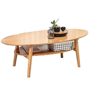 Prachtige salontafel, Scandinavische eenvoudige ovale lage tafel, lichte luxe dubbellaagse kleine appartement woonkamer banktafel, hele bamboe thuis theetafel (Kleur: B, Maat: 120X55X40CM)