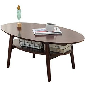 Prachtige salontafel, Scandinavische eenvoudige ovale lage tafel, lichte luxe dubbellaags klein appartement woonkamer banktafel, hele bamboe thuis theetafel (Kleur: A, Maat: 100X55X40CM)