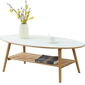 Prachtige salontafel, Japans dubbellaags ovaal massief hout (H45cm) Lage tafel, multifunctionele vrijetijdstafel van rubberhout voor kleine appartementen (Kleur: B, Maat: 100X50X45CM)