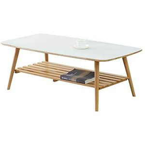 Prachtige salontafel, Japans dubbellaags vierkant massief hout (H45cm) lage tafel, kleine appartement multifunctionele vrijetijdstafel van rubberhout (kleur: A, maat: 120X60X45CM)