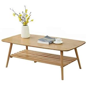Prachtige salontafel, Japans dubbellaags vierkant massief hout (H45cm) lage tafel, kleine appartement multifunctionele vrijetijdstafel van rubberhout (kleur: B, maat: 100X50X45CM)