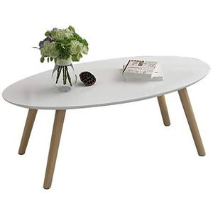 Prachtige salontafel, multifunctionele massief houten zittafel, eenvoudige ovale lage tafel in Europese stijl, pianolak desktop slaapkamer vrijetijdstafel (kleur: wit, maat: 100X50X45CM)