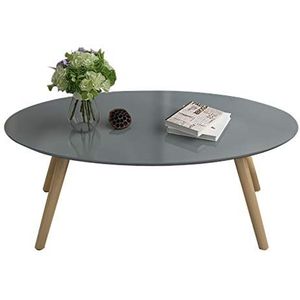 Prachtige salontafel, multifunctionele massief houten zittafel, eenvoudige ovale lage tafel in Europese stijl, pianolak desktop slaapkamer vrijetijdstafel (kleur: grijs, maat: 80X50X45CM)