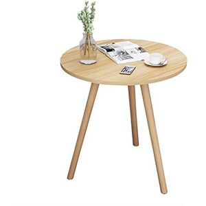 Prachtige salontafel, Europese eenvoudige kleine ronde tafel, multifunctionele massief houten bank bijzettafel/nachtkastje/telefoontafel (Kleur: A, Maat: 60X72.5CM)