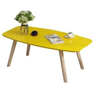 Prachtige salontafel, multifunctionele massief houten zittafel, eenvoudige lage tafel in Europese stijl (H45CM), pianolak desktop slaapkamer vrijetijdstafel (kleur: geel, maat: 80X50X45CM)
