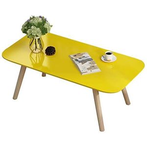 Prachtige salontafel, Europese eenvoudige lage tafel (H45CM), multifunctionele massief houten zittafel, pianolak slaapkamer vrijetijdstafel (Kleur: Geel, Maat: 100X50X45CM)