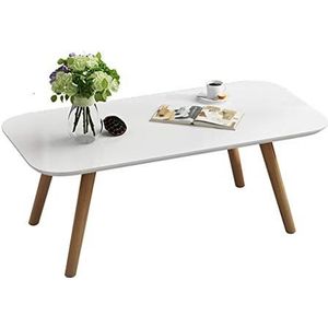 Prachtige salontafel, Europese eenvoudige lage tafel (H45CM), multifunctionele massief houten zittafel, pianolak slaapkamer vrijetijdstafel (Kleur: Wit, Maat: 100X50X45CM)