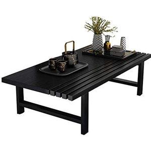 Prachtige salontafel, zwarte vloertafel in Japanse stijl, E1 milieubescherming blad tafelblad + koolstofstaal stalen frame lage tafel (afmetingen: 80x60x30cm)