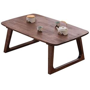 Prachtige salontafel, kleine huishoudelijke kleine walnootkleurige massief houten lage tafel, Scandinavische eenvoudige rubberen houten vrijetijdstafel/sofa bijzettafel (afmetingen: 80x50x35cm)