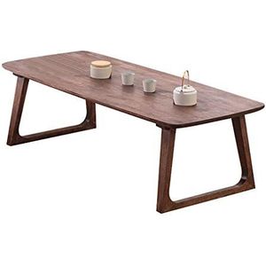 Prachtige salontafel, kleine huishoudelijke kleine walnootkleurige massief houten lage tafel, Scandinavische eenvoudige rubberen houten vrijetijdstafel/sofa bijzettafel (afmetingen: 100x50x30cm)
