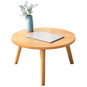 Prachtige salontafel, kleine ronde lage tafel (Φ40X30CM), Nordic Simple massief houten tafelpoot vrije tijd tafel/bed computertafel (kleur: A)