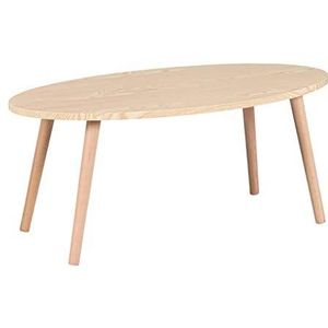 Prachtige salontafel, kleine ovale lage tafel (90x50x40cm), Scandinavische eenvoudige massief houten tafelpoot vrijetijdstafel