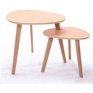 Prachtige salontafel, Scandinavische kleine appartement houten theetafelset, eenvoudige slaapkamer/woonkamer ronde tafel/vrijetijdstafel, kan alleen worden gebruikt (Kleur: A)