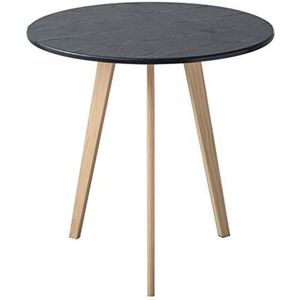 Prachtige salontafel, Scandinavisch klein appartement slaapkamer/woonkamer kleine ronde tafel, tafel met zwarte houtnerf bijzettafel/nachtkastje/hoektafel (afmetingen: 40x45cm)