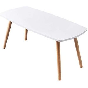 Prachtige salontafel, Scandinavisch klein appartement houten vierkant H43CM lage tafel, eenvoudige slaapkamer/woonkamer vrijetijdstafel/studeertafel (wit tafelblad) (afmetingen: 100x50x43cm)