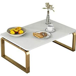 Prachtige salontafel, Europese stijl H30CM lage tafel, bed/erkerbureau, computerbureau, vrijetijdstafel, wit tafelblad met reliëf (Kleur: B, Maat: 80x50x30cm)