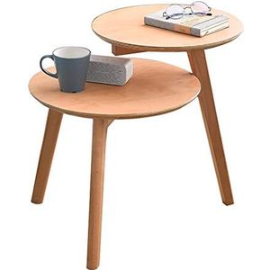 Prachtige salontafel, Scandinavische eenvoudige dubbellaagse ins-stijl zithoektafel, kleine huishoudelijke massief houten bank bijzettafel (kleur: C)